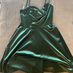 Windsor Forest Green Satin Mini Dress